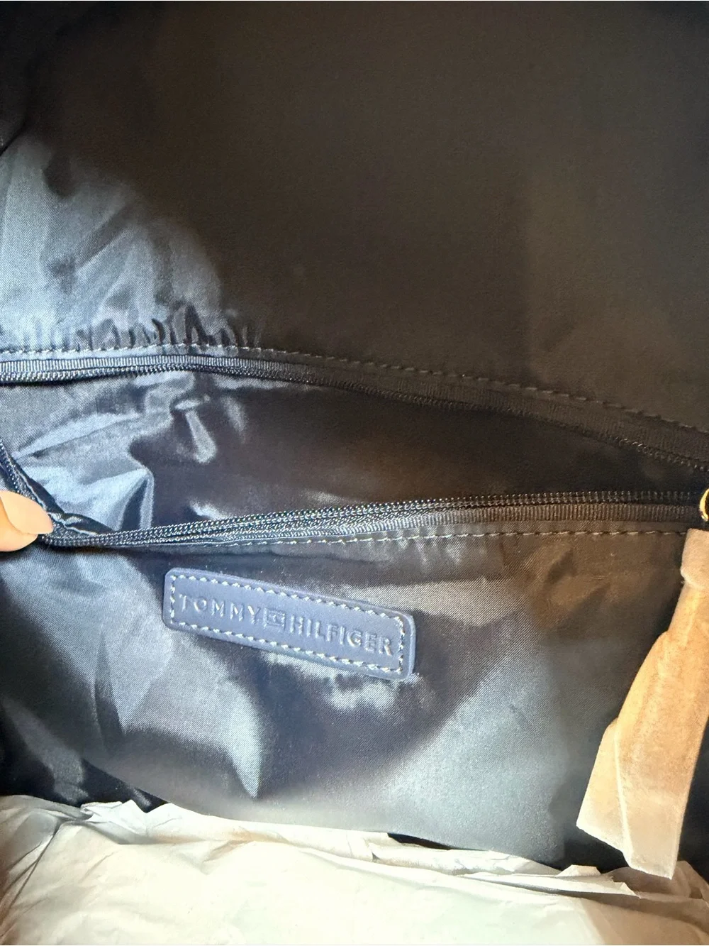 Tommy Hilfiger Chocolate Brown Pebbled Leather Backpack
